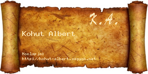 Kohut Albert névjegykártya